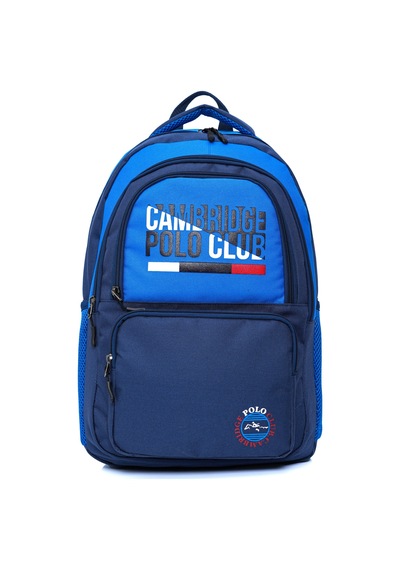 Benittokids Cambridge Polo Club Minimalist Tasarım Unisex Çok Gözlü Sırt Çantası Mavi