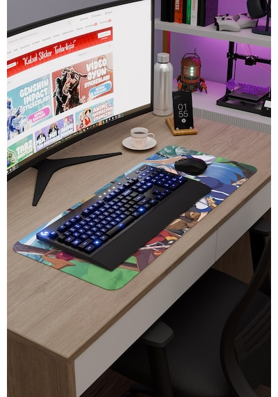 Konosuba Kaymaz Dikişli Kauçuk Oyuncu Mousepad V3 - 70x30 Xl Gaming Mouse Pad Fare Altlığı