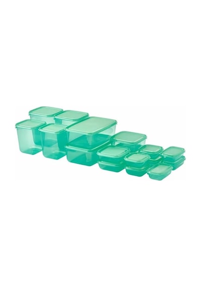 Pruta Saklama Kabı Set, Gıda Maddeleri İçin, Şeffaf, Mikrodalga Fırına Uygun, Yeşil, 17 Kutu 7009