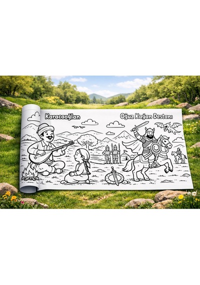 Türk Masal & Destan Kahramanları Boyama Rulosu 4 Metre