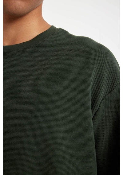 DeFacto Boxy Fit Bisiklet Yaka Kısa Kollu Basic Düz Waffle Tişört B4443AX24AUKH225