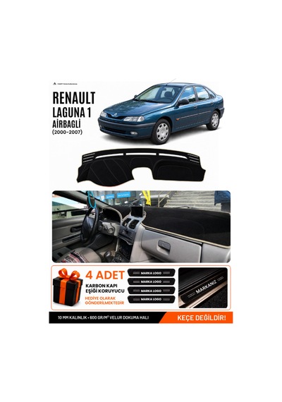 Renault Laguna 1 Aırbagli 2000-2007 Uyumlu Torpido Örtüsü, Torpido Kılıfı - Siyah Bej