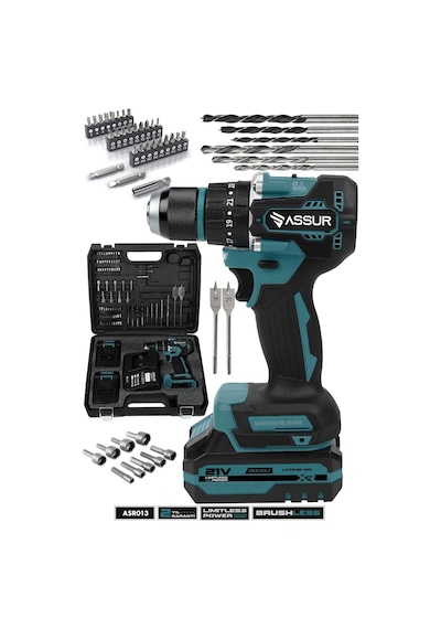 Assur Plus ASR013-01-2 21V Şarjlı Matkap Bakır Sargı Kömürsüz Motor Çelik Mandren Darbeli Akülü Vidalama - 2441