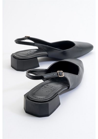 Luvishoes State Siyah Cilt Kadın Topuklu Ayakkabı Sıyah Cılt