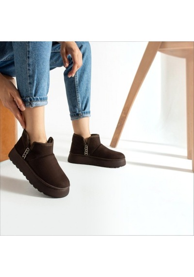 Black Flex Cozy Pelush Kadın Günlük Kısa Bot Kahve 36-40 Acı Kahverengi