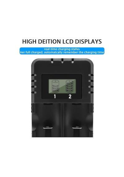 Akü Şarj Cihazı Lcd Ekran Lityum İyon Pil Şarj Cihazı Akıllı Hızlı Şarj 2 Yuvalı Kafa Çok Sayıda 3,7 V 26650/18650/14500/16340 Lityum İyon Piller İle Uyumlu Small