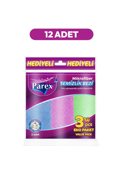 Mikrofiber Karışık Renkli 3 Adet Temizlik Bezi 12 Paket Diğer