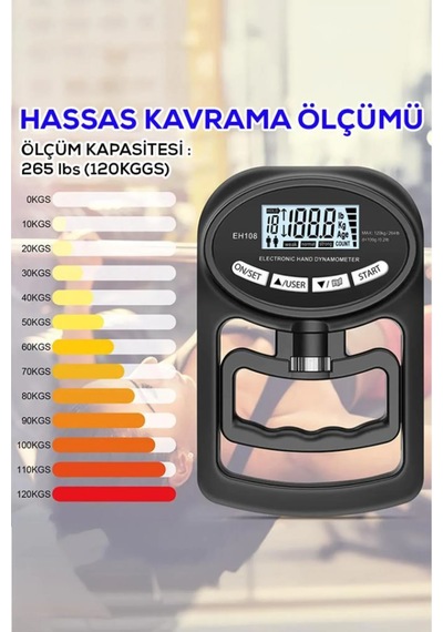 Dijital El Dinamometresi Kavrama Gücü Ölçüm Cihazı Lcd Ekranlı,