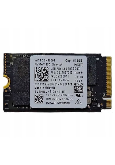 Western Digital Pc Sn5000s 512gb M.2 2242 Pcıe Gen4x4 Nvme Ssd 1