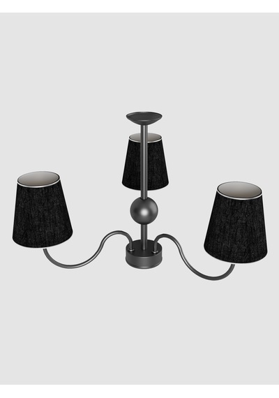Deluna 3'lü Siyah Modern Konik Abajur Şapkalı Metal Avize