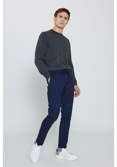 George Henry Slim Fit Dar Kesim Beli Bağlamalı Yan Cepli Jogger Pantolon Lacivert
