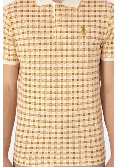U.S. Polo Assn. Erkek Regular Fit Polo Yaka Krem Desenli Tişört 50299672-VR071