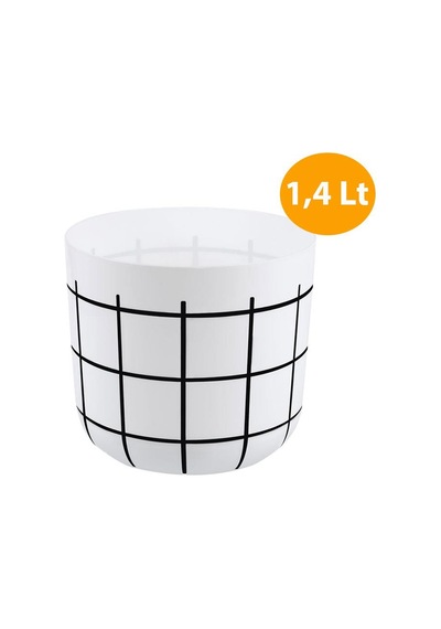 Omnipazar Krs-211 Dekoratif Karo Desenli Saksı 1.4 Litre No 1 Beyaz