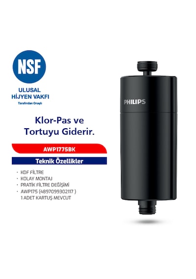 Philips Duş Filtresi Cilt Ve Saç Dostu Awp1775bk Siyah