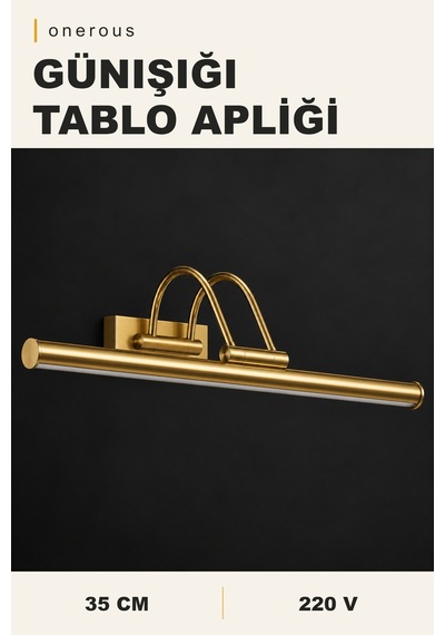 Onerous Parlak Gold Kasa Günışığı Led Flüt Tablo Aplik 35 Cm Altın