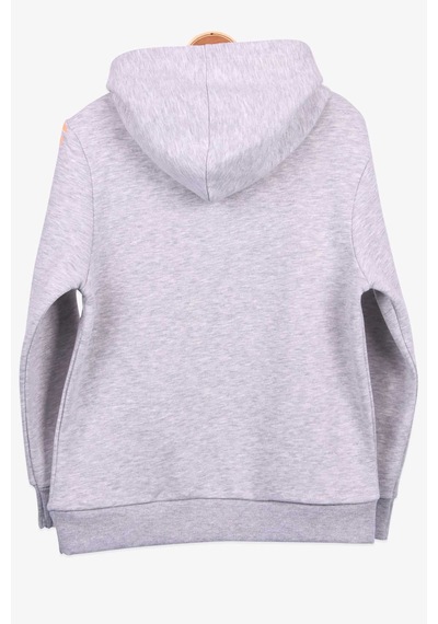 Breeze Erkek Çocuk Sweatshirt Baskılı Kapüşonlu 9-14 Yaş, Gri Melanj Gri