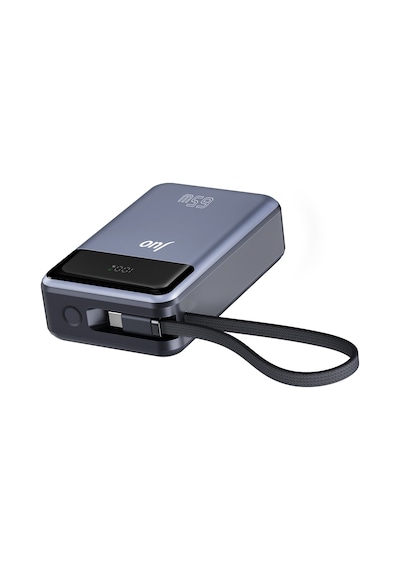 Juo JLP265 20000 Mah 65w Led Ekranlı Usb-a + Type-c Kablolu Taşınabilir Hızlı Şarj Cihazı Powerbank Gri