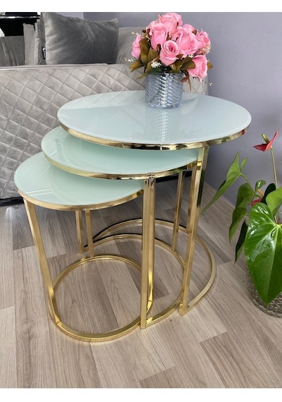 Avrupa Duş Premınıum 4 Mm Gold C Zıgon Sehpa Beyaz