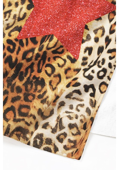Leopar Yıldız Plaj Havlusu - Bohem Kırmızı Kahverengi Havuz Deniz Hızlı Kuruyan Mikrofiber Havlu Sakin Porselen