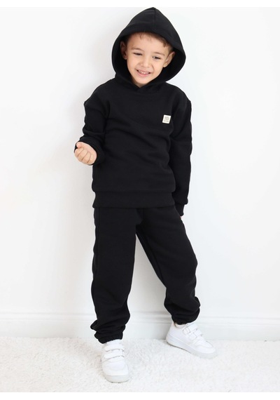 Miababy Unisex Kapşonlu Eşofman Takımı Siyah