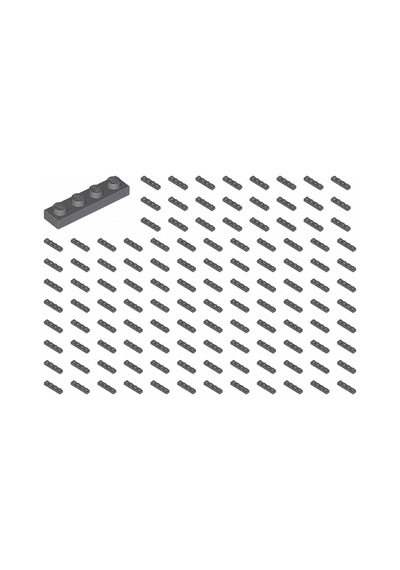 Yedek Parçalar: Plate 1x4: 100 Adet 1x4 Plate Parts Plaka Parçası Koyu Gri - Dark Bluish Gray Plate 3710