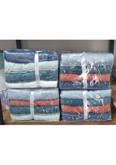 Hobby Colorful 60 X 110 Çantalı 4'lü Havlu Set Lacivert - Tarçın - Haki Yeşil - Mavi