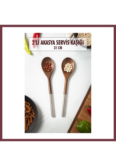 Storeşahin Akasya 2 Li Servis Kaşığı & Sunum Kaşığı & Salata Servis Seti Shn0720