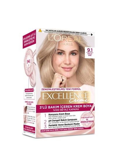 4 Adet Excellence Creme 9.1 Sarı Küllü Saç Boyası 192 Ml