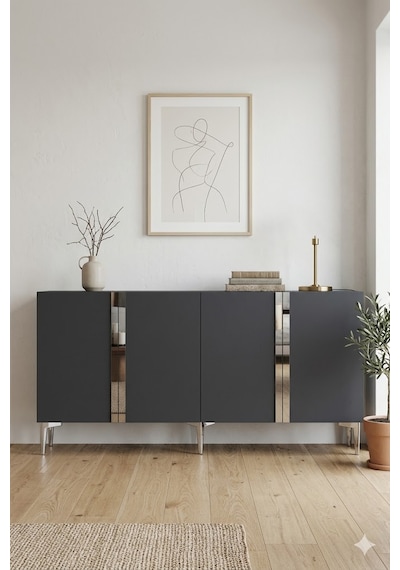 Ka1598as Anka Konsol Ve Tv Sehpası Antrasit-silver 150cm
