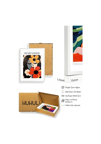 Beyaz Ahşap Çerçeveli Henri Matisse Tablo Seti Huhu541