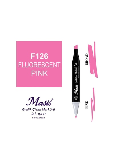 Çift Uçlu Marker Grafik Çizim Kalemi 126 Floresan Pembe