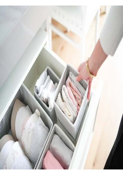 Çekmece Düzenleyici Set 4 Lü Gri Organizer Kutular Gri Kumaş Gri Tr Diğer