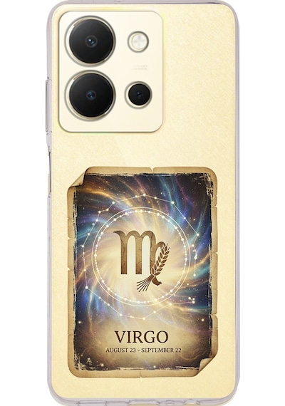 Vivo Y36 İle Uyumlu Burç Kartları Başak Tasarımlı Şeffaf Silikon Kılıf Şeffaf