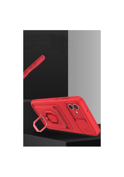Samsung Uyumlu Galaxy A06 Kılıf Zuma Kartvizitli Yüzüklü Silikon - Pembe 0.2M-Çok Renkli