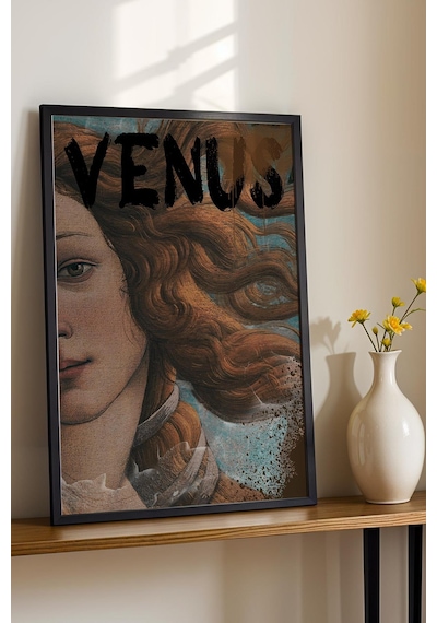Saturn Venüsün Doğuşu Çerçeveli Tablo Urban Art Venüs Tablosu Modern Cafe Duvar Dekorasyonu Altered Art