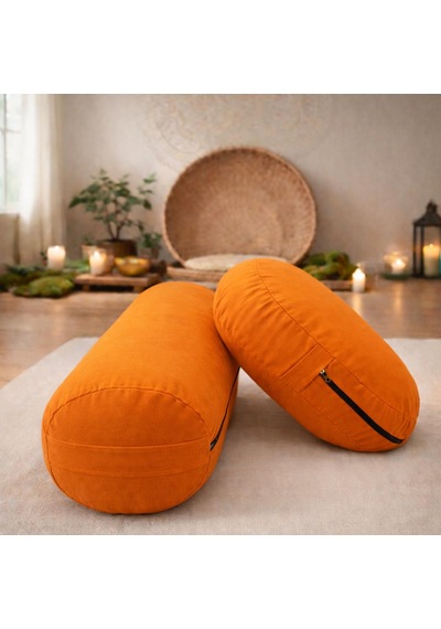 Yuvarlak Zafu Meditasyon Minderi & Bolster Minderi İkili Yoga Meditasyon Minder Seti Turuncu