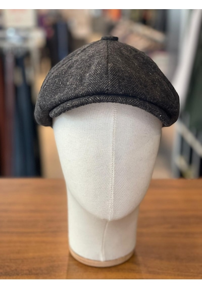 Hamze Peaky Blinders Tarz İngiliz Model Balıksırtı Desen Kaşe Kumaş Kasket Şapka Kahverengi