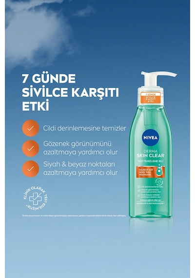 Skin Clear Yüz Temizleme Jeli 150 Ml + Derma Skin Clear Sivilce Karşıtı Tonik 200 Ml