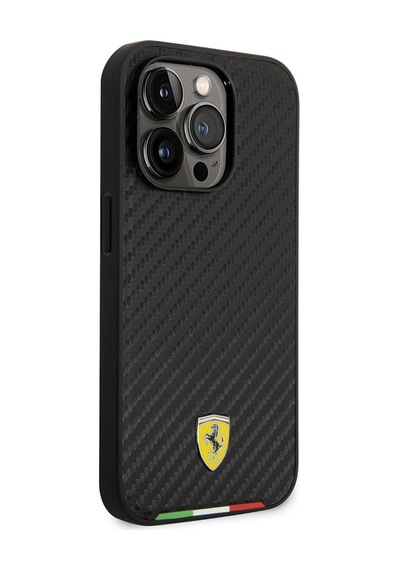 İphone 14 Pro Max Uyumlu Kılıf Ferrari Magsafe Şarj Özellikli Karbon İtalyan Bayrak Dizayn Kapak