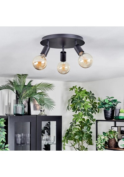 Riolight Modern1 Siyah1 3xe27 Mafsallı Hareketli Başlık Glop Ampul Hariç Metal Spot Avize Siyah