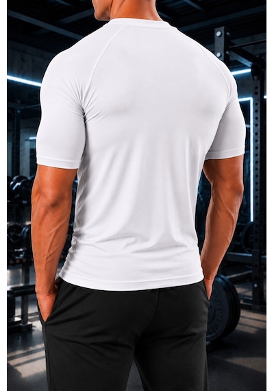 Sapeur Erkek Premium Raglan Dikişli Compression Tişört - Ultra Esnek Ve Nefes Alan Beyaz