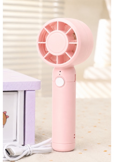 Turbo 3 Mod Şarjlı El Fanı 3 Kademe Seyahat Masaüstü Vantilatör Taşınabilir Mini Fan Pembe F130