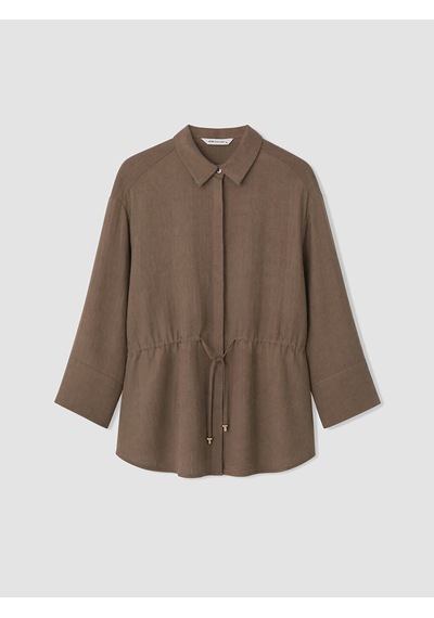 Lcw Everyday Kahverengi Beli Bağcıklı Oversize Kadın Gömlek