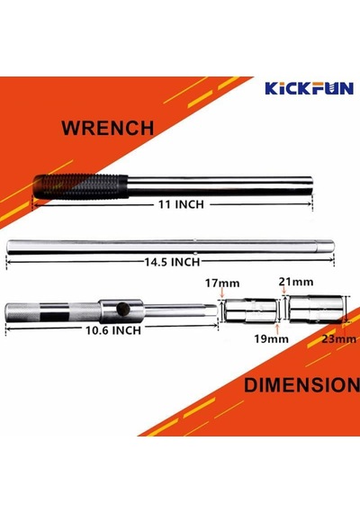 25 '' Genişletilmiş Lug Anahtarı Darbe Saklama Kutusu, Standart Soketli 4 Yollu Tekerlek Somun Anahtarı 17mm, 19mm,