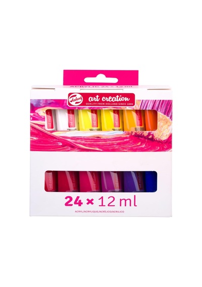 Akrilik Boya Başlangıç Seti, 24 Renk 12 Ml Tüpler Yetişkinler İçin Boyama Renkli