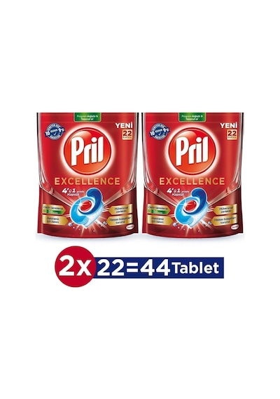 Pril Excellence 4 Ü 1 Arada 44 Kapsül 2 x 22'li Paket
