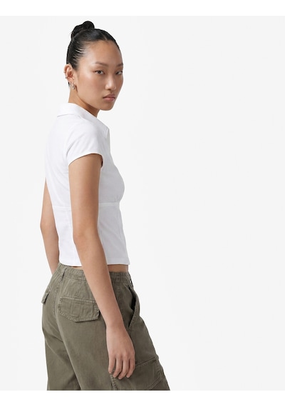 Koton Slim Fit Kısa Kollu Klasik Yaka Fermuarlı Crop Gömlek Beyaz 6sal60184ıw