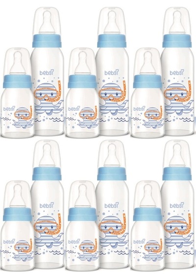 Bebsi Cam Biberon Seti Mavi 250ml+125ml 6 Lı Set
