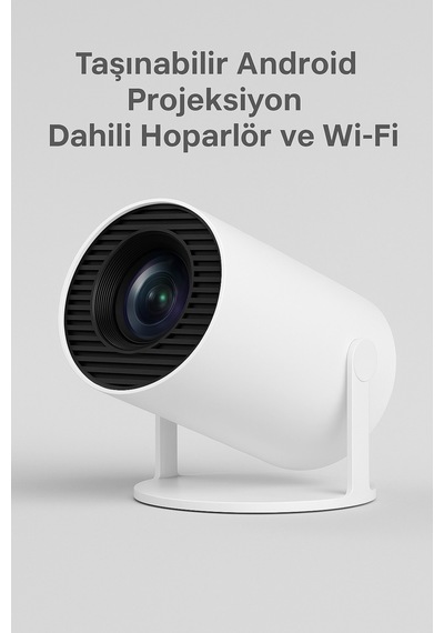 Android Taşınabilir Projeksiyon 50.000 Saat Led Ömürlü Wi-fi Hd Görüntü Kalitesi Beyaz