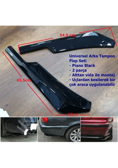 BMW 3 Serisi E36 Uyumlu Universal Arka Tampon Flap Seti P.Black